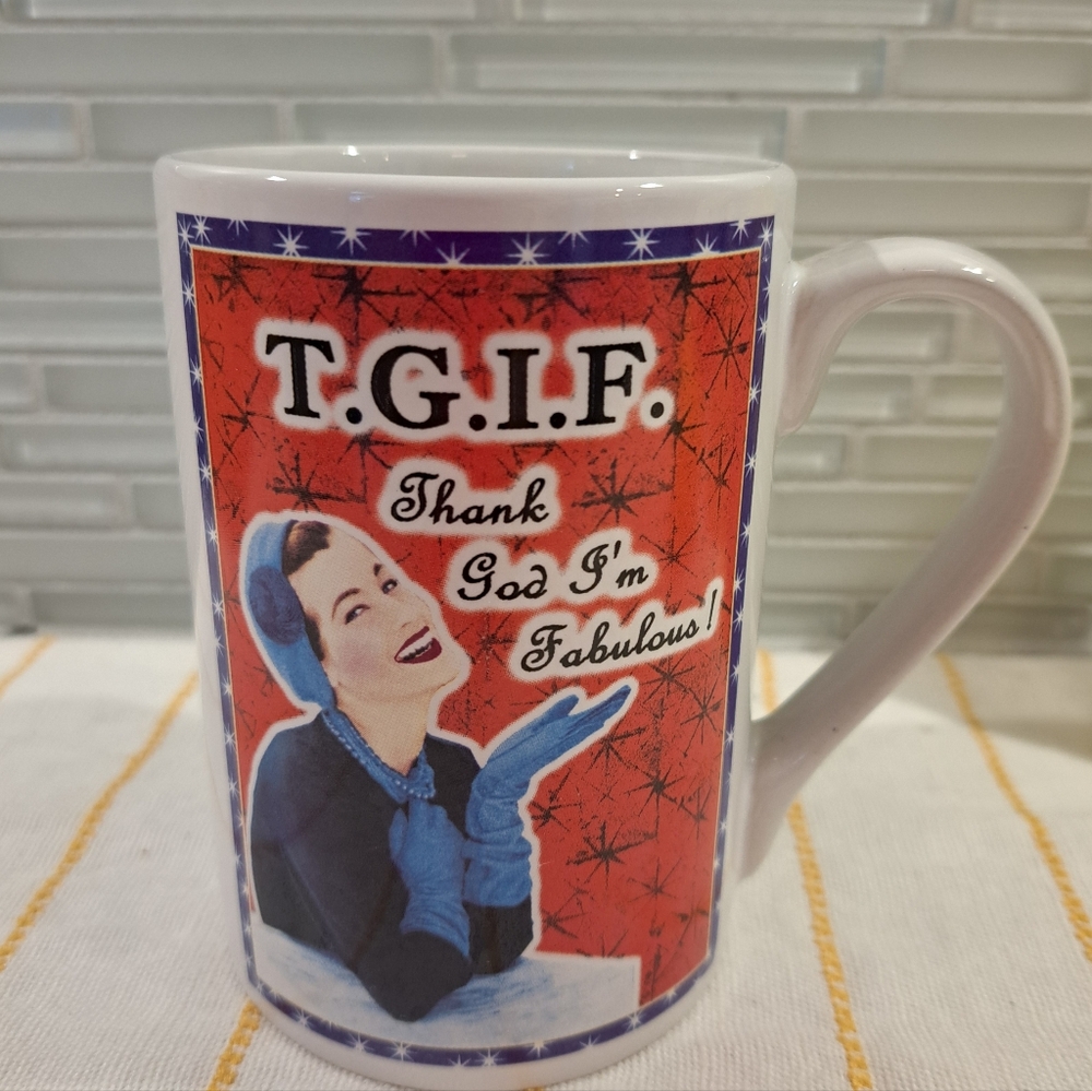 TGIF Coffee Tea Cup Mug Santa Barbara Design Studio, Unique Retro Style, Nice!